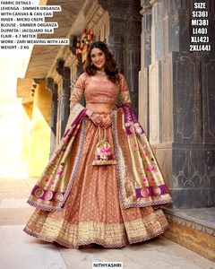 Lehenga Choli Marron Virasat Traditionnel pour Fête, Longueur au Sol, pour Femme - Product Image 1