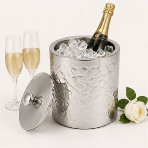 Wholesale Double Walled Stainless Steel Ice <b>Bucket</b> with <b>Lid</b> and Handle Hammered Insulated Ice Pail for Bar Hotel Restaurant - Product Image 2