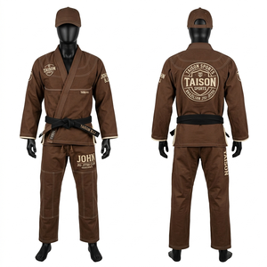Mens BJJ Suit 450 GSM Pearl Weave Cotton Pink Reinforced Panels Embroidered Woven Patch Bjj Suit - Product Image 3
