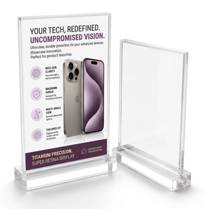 Exhibidor de Menús Acrílico de Alta Claridad, Soporte de Exhibición de Doble Cara para Mesa, para Señalización Promocional - Product Image 1