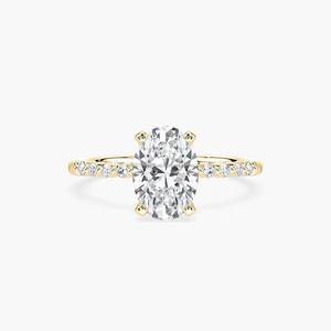 Anillo de Compromiso y Boda para Mujer, con Diamante Cultivado en Laboratorio, Corte Ovalado de 2 Quilates, Certificado IGI, Minimalista, Solitario, Oro Amarillo Sólido de 14k - Product Image 4