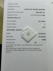 เพชรเจียระไนทรงปรินเซส 1.2 กะรัต ขายส่ง ได้รับการรับรองจาก IGI ความสะอาดระดับ VVS เพชรขาวเพาะเลี้ยงในห้องปฏิบัติการ CVD สำหรับทำเครื่องประดับ - Product Image 2
