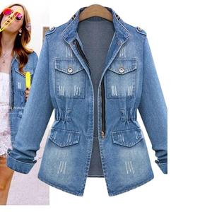 Newest Style Jean Jackets Long Sleeve Women's Denim Jacket Women's Custom Cotton Jean Jackets OEM Plated Chest Pockets - Product Image 4