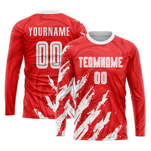 Uniforme de Fútbol Sublimado Rojo y Blanco, Jersey Personalizado para Equipo, Kit de Fútbol Transpirable que Absorbe la Humedad, Ropa Deportiva - Product Image 3