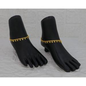 Tobillera Tradicional Chapada en Oro para Mujer, Joyería Étnica para Pies, Estilo Bollywood Clásico y de Moda para Bodas Indias - Product Image 4