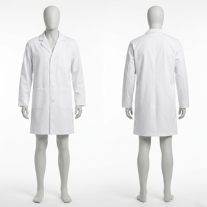 Blouse de laboratoire blanche en coton et polyester 260 GSM, personnalisable avec broderie et logo imprimé, tenue de travail médicale - Product Image 2
