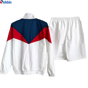 Nylon Windbreaker Tracksuits Plain Color Training Streetwear Short <b>Set</b> Men's Custom Breathable Plus Size 4XL Loose Fit Patchwork - Product Image 1
