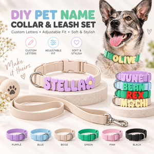 <b>Personalized</b> DIY Dog <b>Collar</b> with 26 Letters Soft Silicone Custom Pet Name <b>Collar</b> and Leash Set Adjustable Waterproof <b>Cat</b> Dog Col - Product Image 1