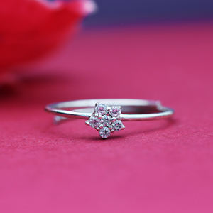 Hermoso y Elegante Anillo de Nariz con Flor Plateada, Zirconia Cúbica, Plata de Ley 925, Joyería para Mujeres y Niñas - Product Image 3