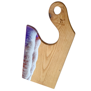 Plateau de service en bois Doowoopu avec résine artistique océanique, rectangulaire, avec poignée, style côtier, ustensiles de cuisine faits à la main, fabriqué au Vietnam - Product Image 5