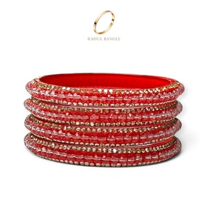 Celebration Wear Kashmiri Bridal <b>Red</b> Glass Bangles Trendy Zirconia Gold Plated Wedding Festive Wear Wholesale Price - Product Image 3