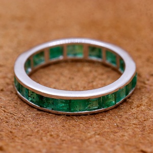 Wholesale 925 Solid <b>Sterling</b> <b>Silver</b> Natural Square Cut Emerald Channel <b>Set</b> Eternity Wedding Band <b>Ring</b> Memoria Jewels - Product Image 6