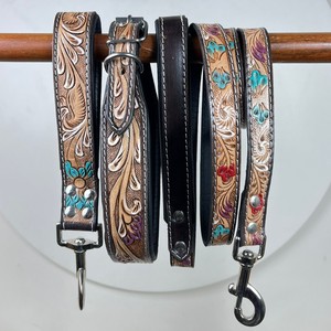 ชุดสายจูงสุนัขและปลอกคอหนังวัว3ชิ้นสำหรับฝึกสุนัขเดินกลางคืนดีไซน์หรูหรา - Product Image 6