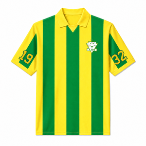 Maillot de football personnalisé Chi Eta Phi à manches courtes avec logo sur le devant, chemise en polyester rayée verte et jaune pour femme - Product Image 1