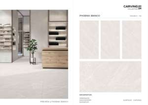 Carreaux de porcelaine polie et émaillée avec finition sculptée artistiquement, adaptés aux aménagements de sols et de murs étendus dans un intérieur moderne et raffiné. - Product Image 2