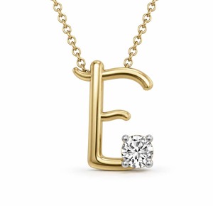 Collar con Colgante de Letra E con Diamantes Cultivados en Laboratorio de Corte Redondo Minimalista, Joyería de Oro Sólido de 10k/14k de Alta Gama en Oferta - Product Image 4