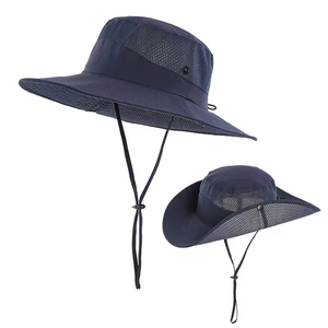 Unisex Outdoor Sun UV Protection <b>Cap</b> Wide Brim <b>Hiking</b> Fishing Fisherman Bucket Hat With String - Product Image 2