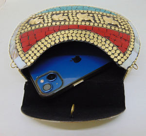 Pochette de Soirée Lowellcraft de Luxe pour Femme, Mini Sac à Main d'Été en Métal Tressé avec Motif Nacre, Portefeuille Élégant - Product Image 4