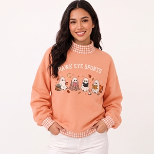 เสื้อสเวตเชิ้ตคอเต่าทรงโอเวอร์ไซส์สำหรับผู้หญิง พร้อมขอบคอ ขอบแขน และชายเสื้อแบบริบตัดสี - Product Image 1