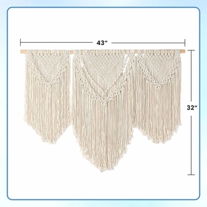 Vietnam Factory Direct Macramé Coton Bois Massif Vertical Bohème Tenture Murale Style Minimaliste Art Design pour Salons - Product Image 6