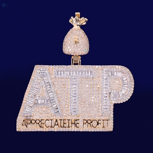ATP Appreciate The Profit Iced Out Lab Grown Diamond Personalized Mens Necklace Baguette Cut Rapper Style <b>Hip</b> Hop Pendant - Product Image 4