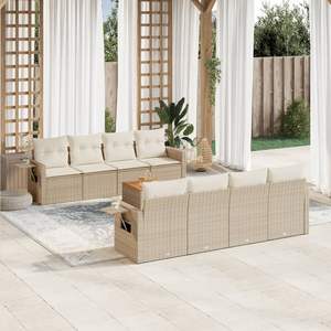 Conjunto de Sofás Modulares Grandes de Ratán Sintético PE Beige para Jardín, Muebles de Patio con Estilo y Comodidad - Product Image 1