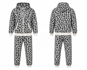 <b>Leopard</b> <b>Print</b> Hooded <b>Sweatshirt</b> Women Full Sleeve Zipper Casual Knitted 100% Cotton Front Logo Autumn Wear Heavyweight Tracksuit - Product Image 4