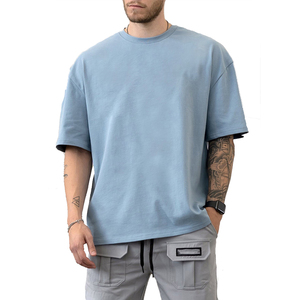 T-shirt ample à épaules tombantes 100% Coton Peigné, style streetwear tendance, coupe oversize pour homme, anti-boulochage, vente en gros - Product Image 2