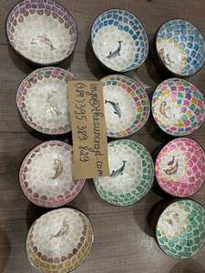 Tazón para Servir de Coco Orgánico - Incrustaciones de Perlas de Mosaico Brillante - Cocina Ecológica - Product Image 3