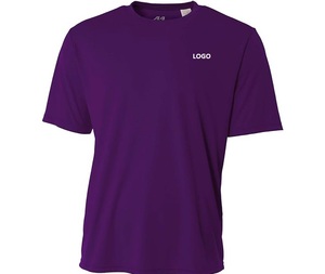 T-shirt de sport pour homme violet à manches courtes, col rond, séchage rapide, haut d'entraînement pour équipe, logo personnalisé - Product Image 1