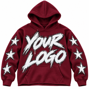 Men's Unisex Hoodie Regular Fit <b>Spray</b> Printed Stars Logo Front Pocket Hip Hop Style Regular Sleeve Knitted Fleece OEM Service - Product Image 1