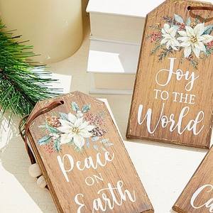 Adornos Navideños Hechos a Mano de Metal Ecológico y Duradero, Letreros Colgantes Rústicos con Diseño Floral de Flor de Pascua, Decoraciones Vintage para Árboles de Navidad - Product Image 5