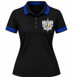 เสื้อโปโลสีดำ Sigma Gamma Rho แขนสั้นสำหรับผู้หญิง คอปก ตัวอักษรกรีก เสื้อยืดสำหรับชมรมนักศึกษา เสื้อลำลองสำหรับเล่นกอล์ฟ ปักลาย - Product Image 1