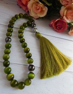 Nuevo Tasbih Ecológico de Resina Religiosa con 33 Cuentas de Turquesa, Rosario de Oración, Joyería Musulmana de la India - Product Image 1