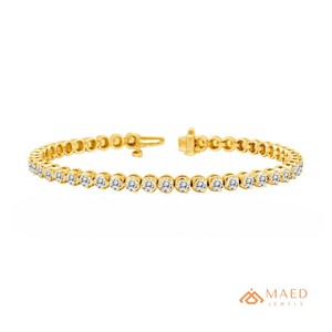 Bracelet tennis en moissanite pour femme, chaîne fine dorée, bijou de mode, pierre ronde, accessoire élégant, idéal pour un cadeau, ensembles de style - Product Image 1