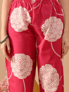 Conjunto de Kurta Rosa de Algodón con Estampado Digital hasta la Rodilla para Mujer, Estilo Casual de India y Pakistán, Corte Holgado, Sin Arrugas, Estilo Veraniego - Product Image 5
