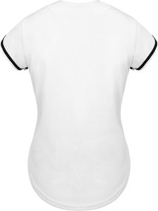 Camiseta de béisbol para mujer, manga corta, con botones, cuello en V, transpirable, uniforme de poliéster en rojo, negro, rosa, blanco y azul - Product Image 3