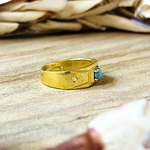 Modern Design Brass <b>Rings</b> Minimalist Geometric <b>Turquoise</b> Band Men 18k Gold Plated Signet Style Solitaire <b>Ring</b> Wholesale/OEM/ODM - Product Image 4