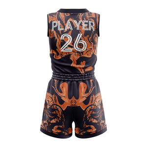 Ensemble d'uniformes de basketball personnalisés pour filles, grande taille, avec logo frontal sublimé, col en V, sans manches, anti-humidité, 100 % polyester mesh - Product Image 5