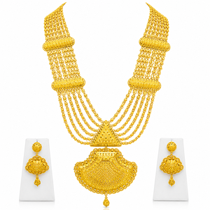 Conjunto de Collar Largo y Pendientes de Novia, Chapado en Oro, Cadena de Latón con Forma de Flor, 18 Pulgadas, Joyería de Moda para Boda de Mujer - Product Image 2