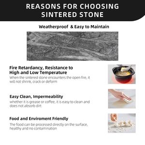 Tavolo da pranzo esterno moderno 35.5 "x 71" alluminio brace finitura nera resistente alle intemperie pietra sinterizzata ispirata al marmo nero senza ruggine - Product Image 5