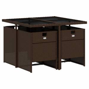 Juego de 4 Muebles de Jardín para Comedor en Color Marrón y Blanco Crema - Product Image 3