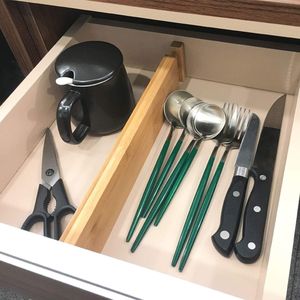 Set di 6 Organizzatori Espandibili e Regolabili in Bambù per Cassetti di Cucina, Camera da Letto, Bagno, Comò e Ufficio - Product Image 2