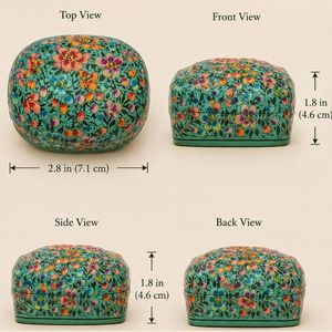 Caja de Joyería Premium con Estampado Floral, Forma Ovalada y Cúbica, Tapas de Estilo Tradicional para Almacenamiento de Joyas - Product Image 3