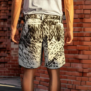 Pantalones Cortos de Cuero Genuino con Pelo de Vaca para Hombre, Diseño Vaquero Occidental, Lujo y Moda Urbana - Product Image 2