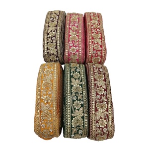 High Quality Designer Cotton Net Lace Ribbons Crochet <b>Yarn</b> Machine Embroidered <b>Sequins</b> Garter Dress Decoration Wholesale Price - Product Image 1