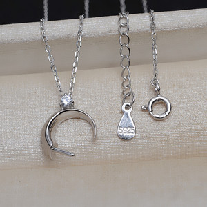Collar con Colgante de Plata S925 Wenchi con Perla Lunar de 7-9mm, Base Vacía para Accesorios de Joyería DIY 20478 China - Product Image 4