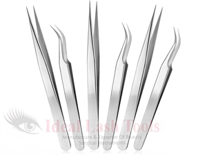 Pince à épiler de précision en acier inoxydable argenté, personnalisable avec logo, antistatique et durable, pour extension de cils volume, écoresponsable - Product Image 3