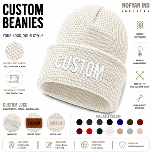 Fabricante de Gorros de Punto Waffle al por Mayor, Gorro de Invierno de Marca Privada OEM, Proveedor Mayorista, Logotipo Personalizado Bordado, Precio de Fábrica - Product Image 1