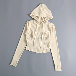 Wholesale Slim Fit Women's Hoodies Printed Yoga <b>Jacket</b> Coat <b>with</b> Breathable and Sustainable Nylon <b>Lining</b> for Girls - Product Image 1